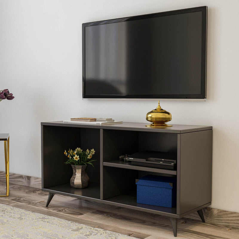 Porta tv basso piccolo con 3 vani moderno in legno cm 100x35x54h - vari colori