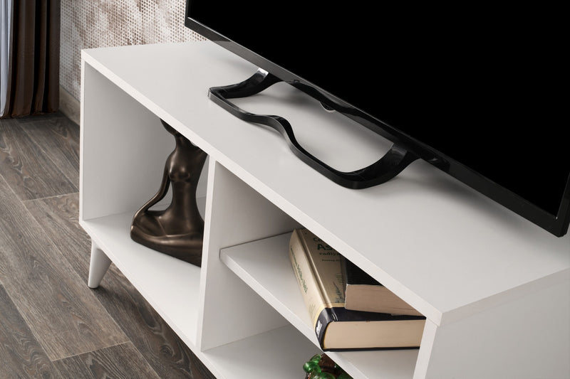 Porta tv basso piccolo con 3 vani moderno in legno cm 100x35x54h - vari colori