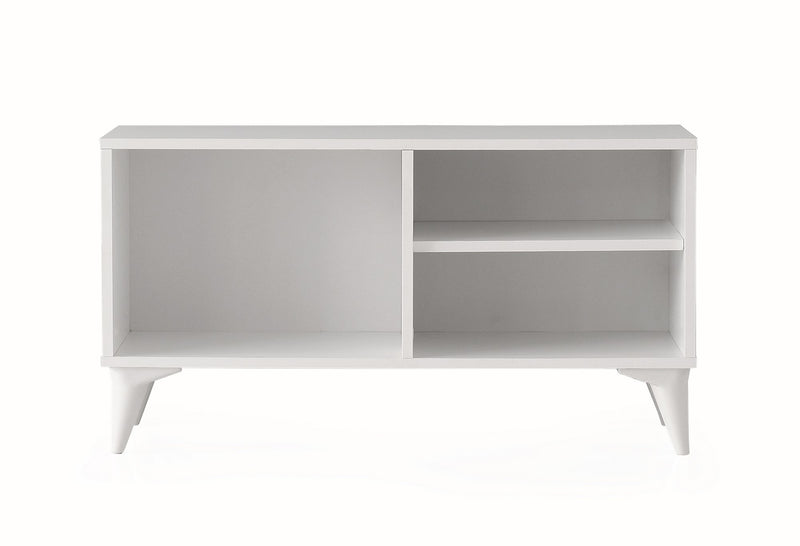 Porta tv basso piccolo con 3 vani moderno in legno cm 100x35x54h - vari colori