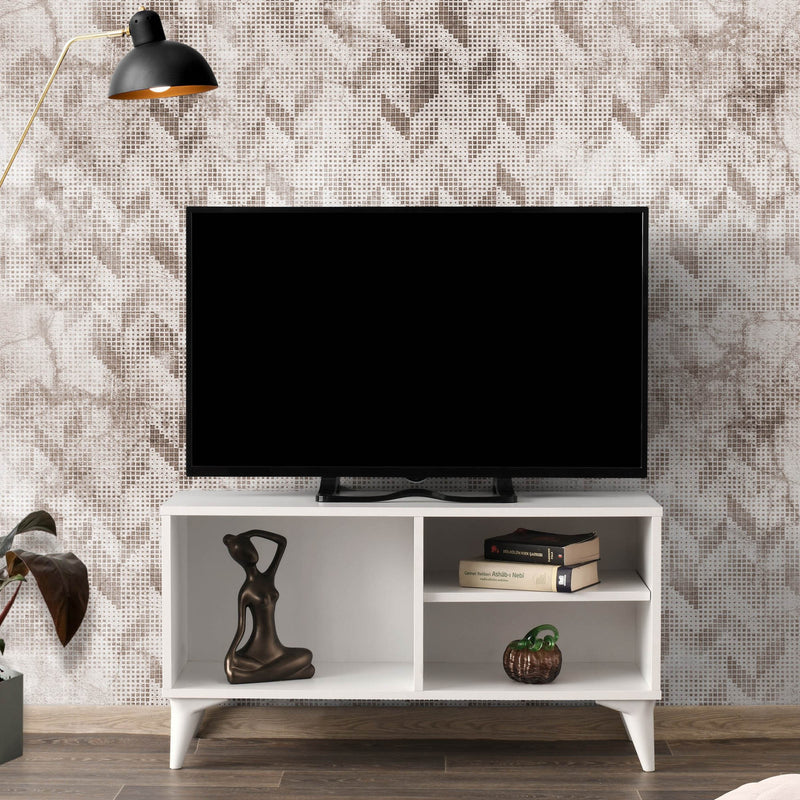 mobile porta tv piccolo da cm 100 moderno con 3 vani in legno bianco