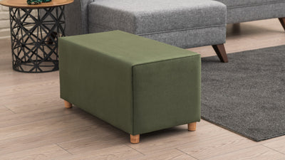 Pouf da divano rettangolare rivestito in tessuto verde cm 80x40x40h