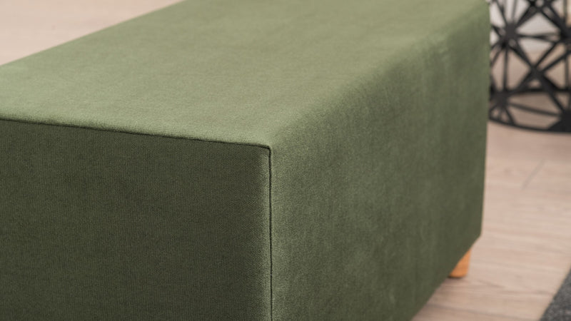 Pouf da divano rettangolare rivestito in tessuto verde cm 80x40x40h