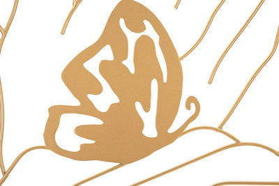 Quadro moderno con donna e farfalla in metallo colore oro cm 60x1x80h