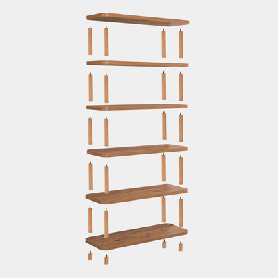 Libreria moderna scaffale 6 ripiani in legno naturale cm 80x28x168h