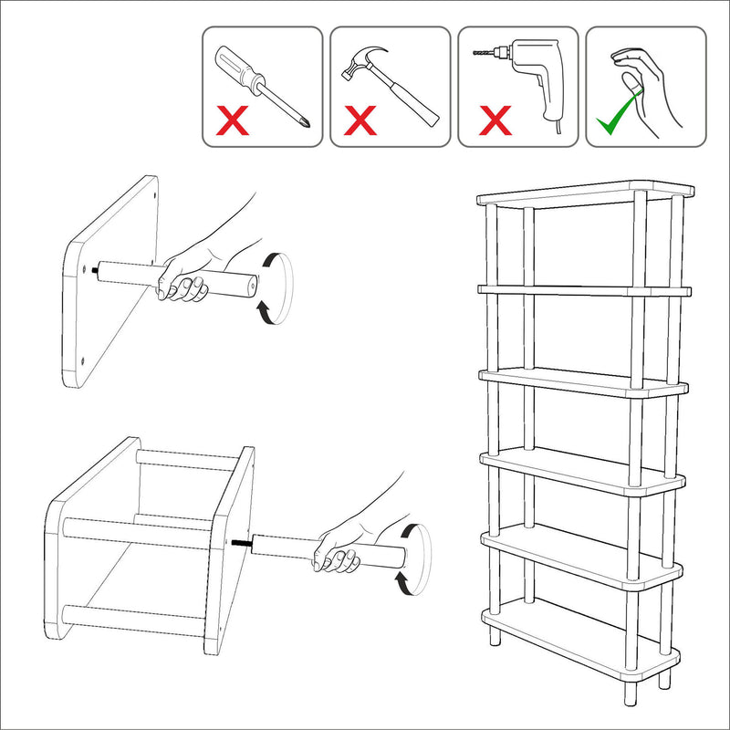 Libreria moderna scaffale 6 ripiani in legno naturale cm 80x28x168h