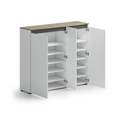 Scarpiera a terra modera salvaspazio e ante bianco lucido cm 130x35x113h