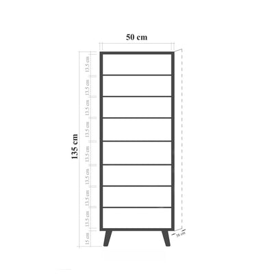 Scarpiera moderna con anta e ripiani in legno fantasia cm 50x38x135h