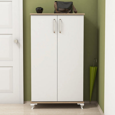 Scarpiera moderna 2 ante 6 vani interni in legno per ingresso funzionale cm 72x32x120h - vari colori
