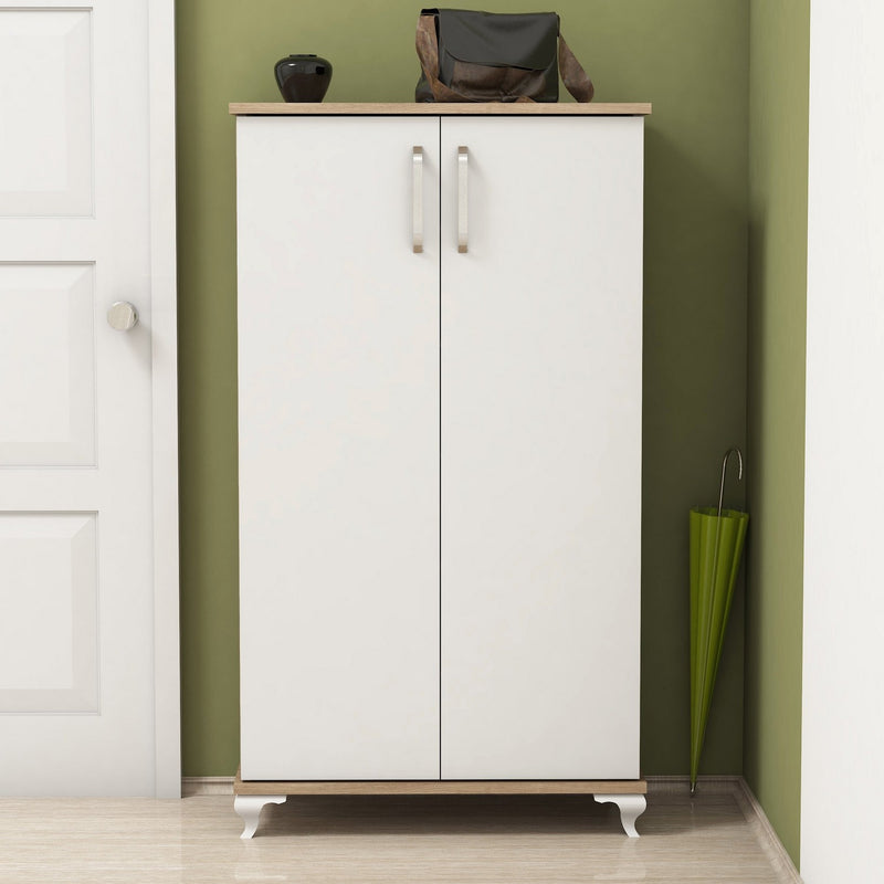 Scarpiera moderna 2 ante 6 vani interni in legno per ingresso funzionale cm 72x32x120h - vari colori