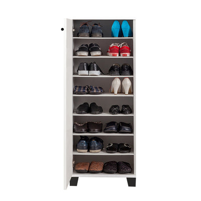 Scarpiera design moderno in legno bianco anta decorata fantasia cm 50x38x127h