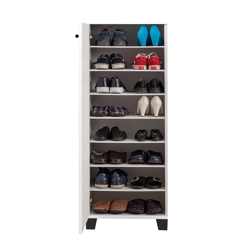 Scarpiera design moderno in legno bianco anta decorata fantasia cm 50x38x127h
