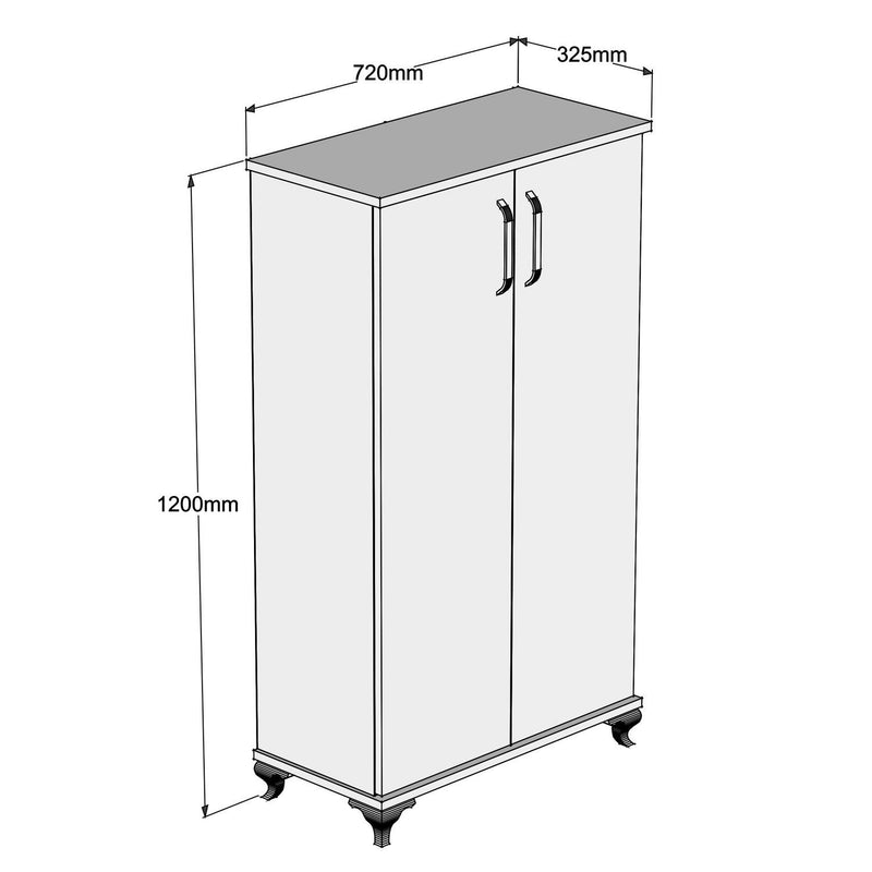 Scarpiera moderna 2 ante 6 vani interni in legno per ingresso funzionale cm 72x32x120h - vari colori