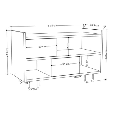 Scarpiera ingresso moderna con cuscino e vani a giorno in legno cm 83x35x53h - vari colori