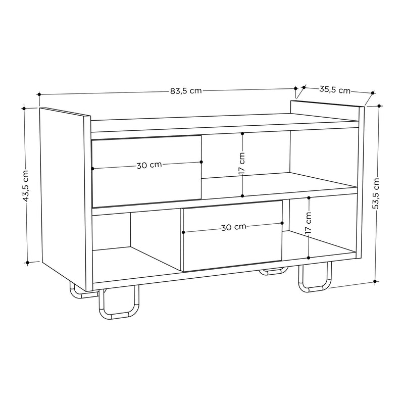 Scarpiera ingresso moderna con cuscino e vani a giorno in legno cm 83x35x53h - vari colori