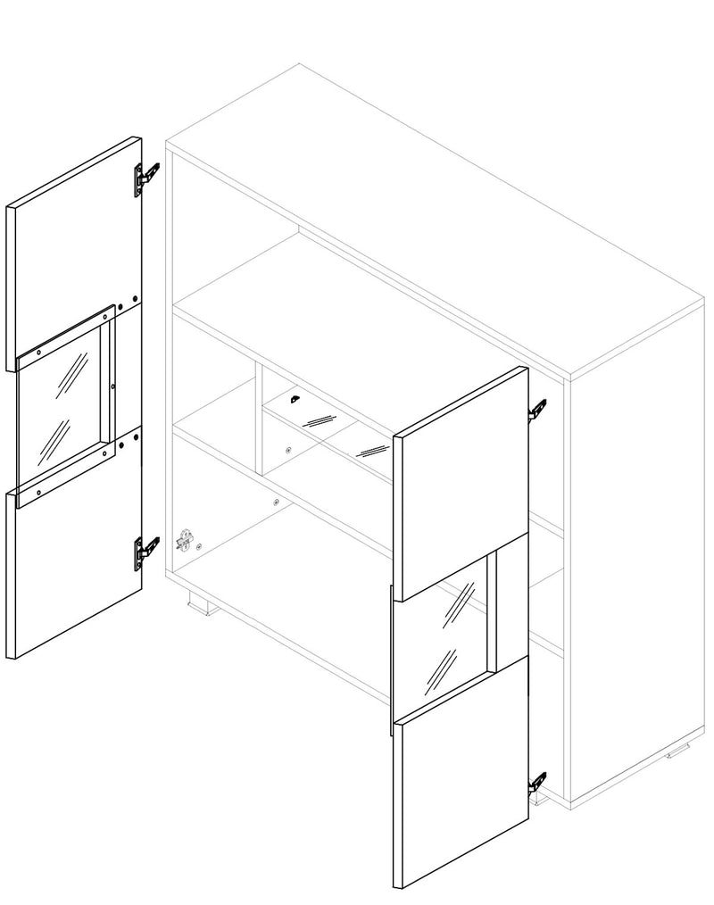 Composizione parete living con vetrine porta tv e pensile nero e bianco