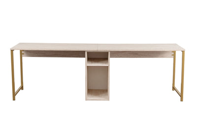 Scrivania moderna con doppia postazione e vano centrale colore travertino cm 240x60x74h