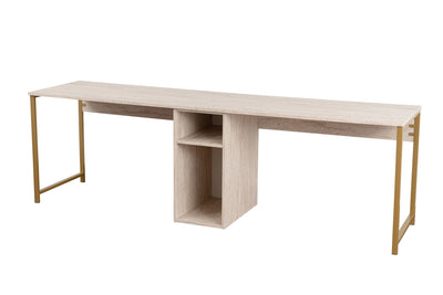 Scrivania moderna con doppia postazione e vano centrale colore travertino cm 240x60x74h