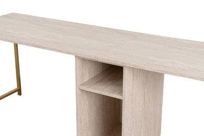 Scrivania moderna con doppia postazione e vano centrale colore travertino cm 240x60x74h
