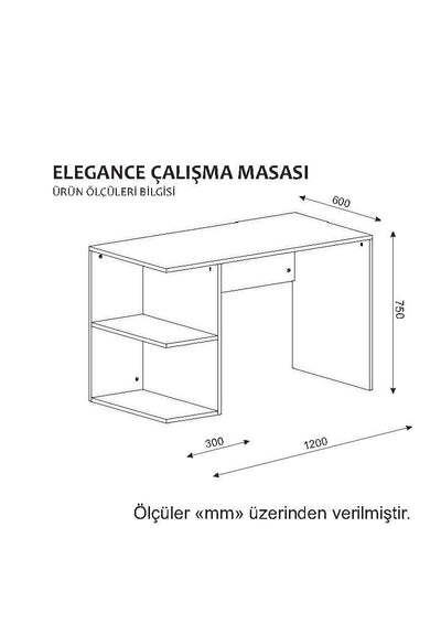 Scrivania moderna in legno bianco con 2 ripiani noce cm 120x60x75h