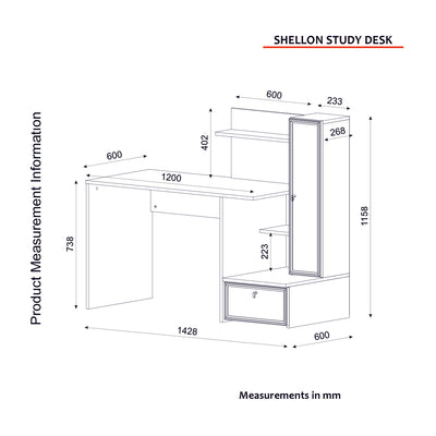 Scrivania moderna con vani a giorno e ante in legno bianco cm 142x60x115h
