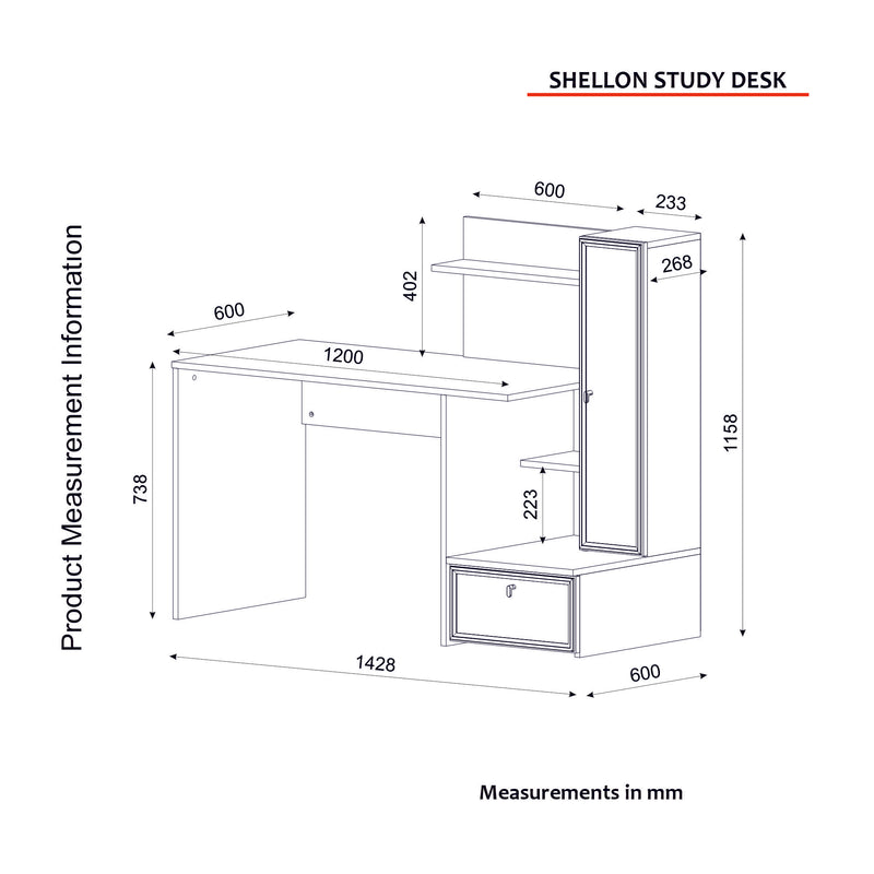 Scrivania moderna con vani a giorno e ante in legno bianco cm 142x60x115h
