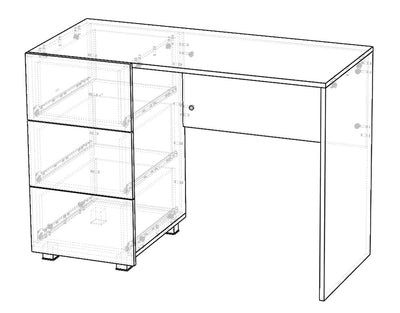 Scrivania moderna in legno colore quercia con 3 cassetti cm 110x50x77h