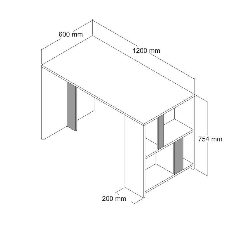 Scrivania design in legno bianco e marmo con 4 vani cm 120x60x75h