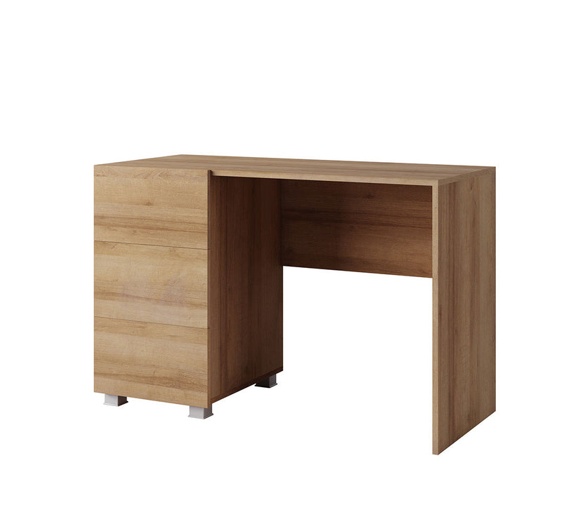 scrivania moderna da cm 110 con 3 cassetti in legno colore quercia dorata