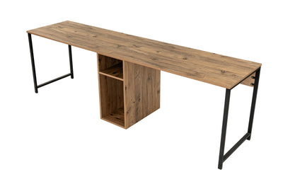 Scrivania moderna stile industrial con doppia postazione e vano centrale cm 240x60x74h