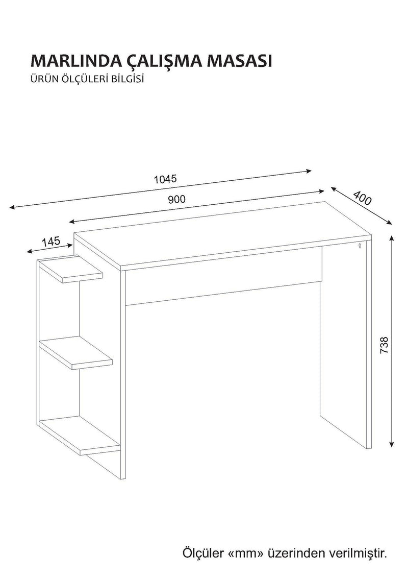Scrivania con libreria laterale in legno bianco cm 104x40x73h