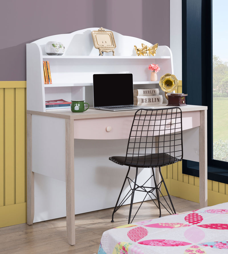Cameretta bimba completa con letto comodino armadio e scrivania rosa e bianco