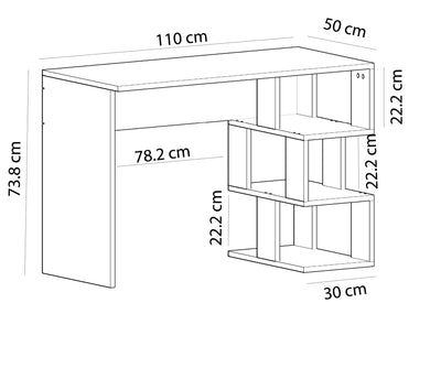 Scrivania piccola per camera o studio con libreria colore bianco cm 110x50x73h