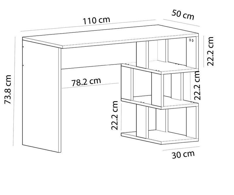 Scrivania piccola per camera o studio con libreria colore bianco cm 110x50x73h