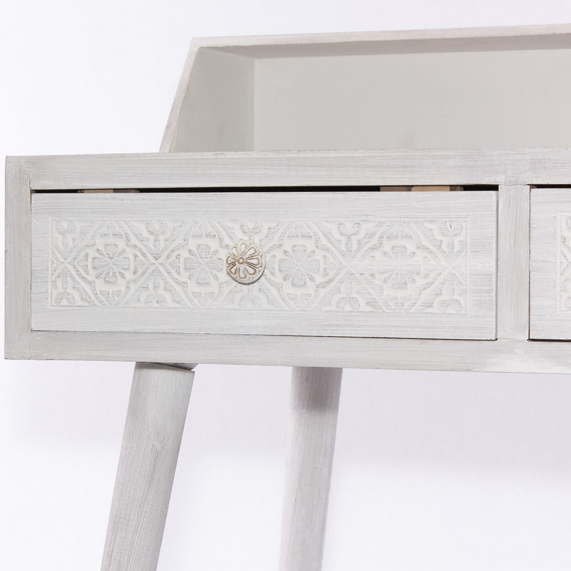Scrivania in legno colore bianco con 2 cassetti stile classico cm 90x50x78h
