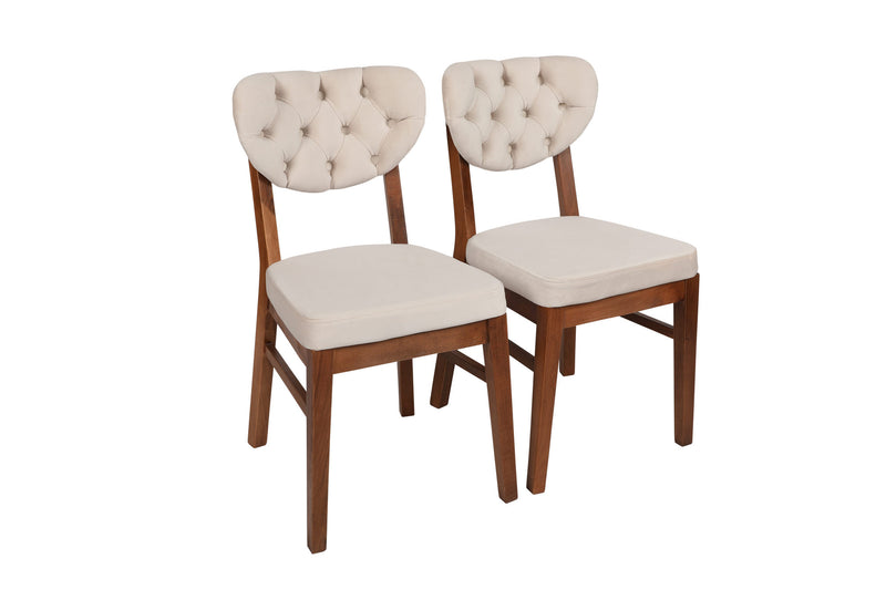 sedia da soggiorno struttura in legno colore noce seduta e schienale in velluto con lavorazione capitonné