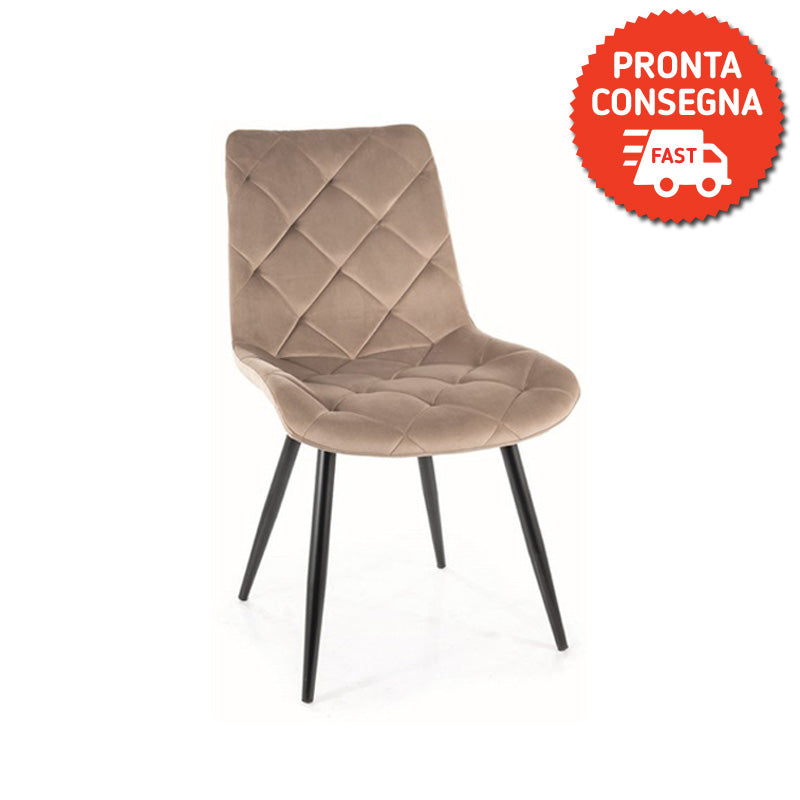 Set da 4 Sedia living moderna in velluto gambe in metallo cm 51x42x88h