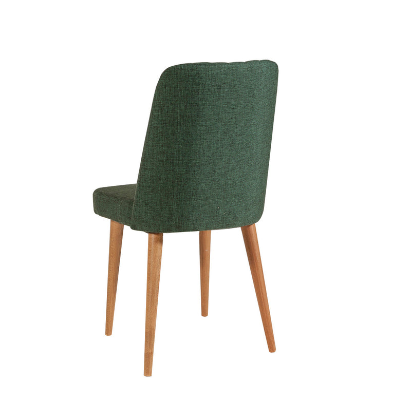 Sedia soggiorno in legno imbottita rivestimento in tessuto verde cm 39x48x100h