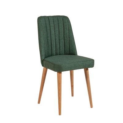 sedia moderna per soggiorno in legno rivestita in tessuto verde