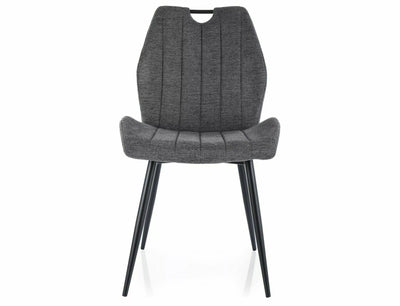 Set da 2 Sedia da cucina o salotto in tessuto grigio scuro con maniglia integrata