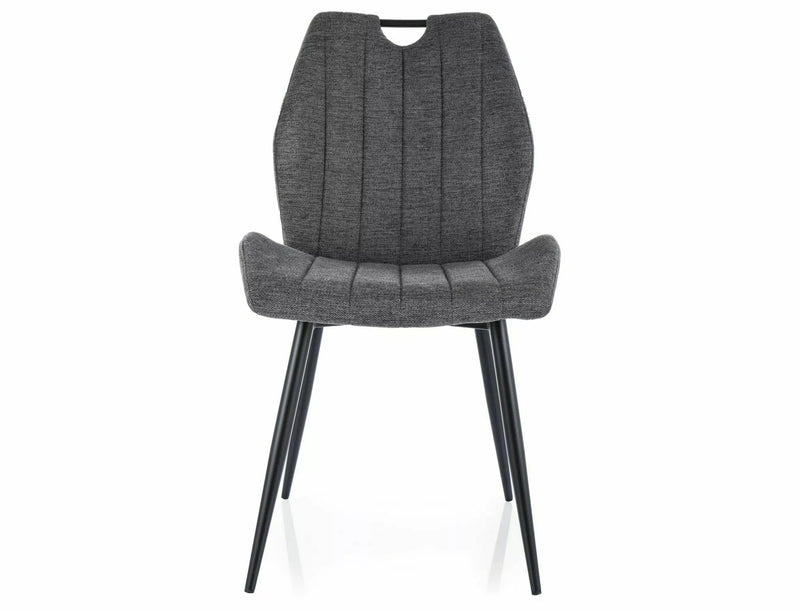 Set da 2 Sedia da cucina o salotto in tessuto grigio scuro con maniglia integrata