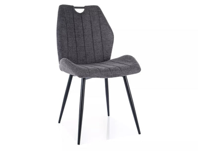 Set da 2 Sedia da cucina o salotto in tessuto grigio scuro con maniglia integrata