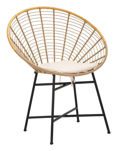 sedia moderna seduta tonda in metallo effetto bambù con cuscino