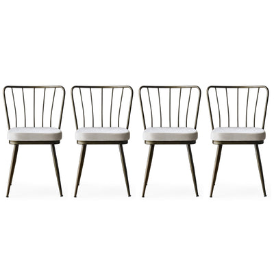 sedia moderna struttura in metallo marrone cuscino bianco