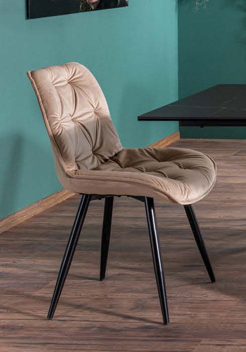 Sedia moderna living gambe in metallo rivestita in velluto cm 53x43x88h - vari colori