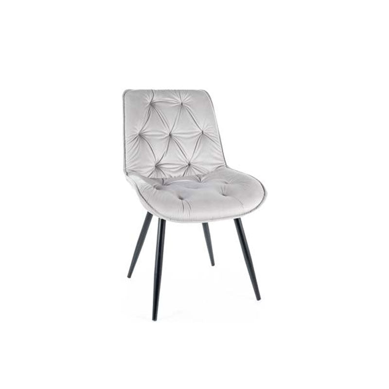 Sedia moderna living gambe in metallo rivestita in velluto cm 53x43x88h - vari colori
