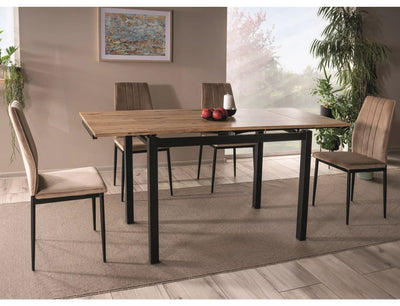Set da 2 Sedia moderna da cucina in velluto beige e gambe metallo nero