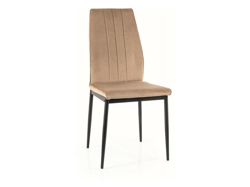 Set da 2 Sedia moderna da cucina in velluto beige e gambe metallo nero