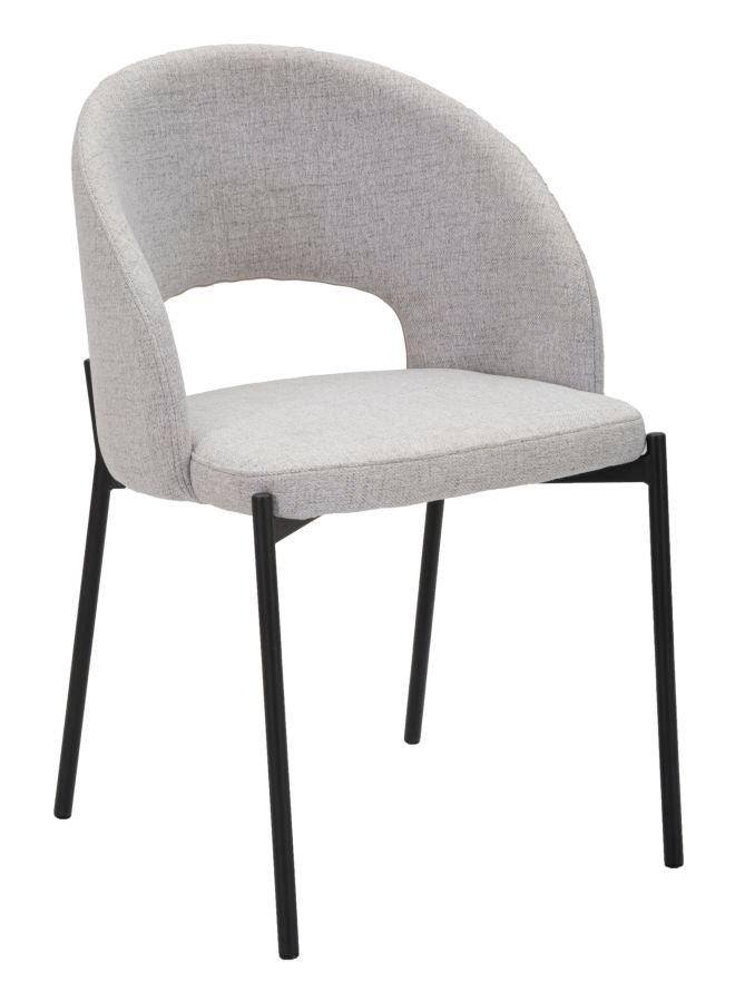sedia design moderno rivestita in tessuto grigio gambe in metallo nero 