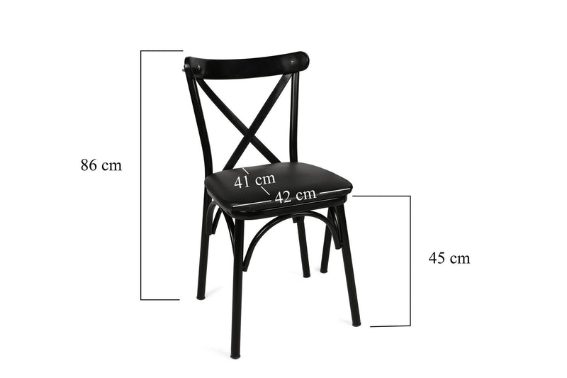 Set da 4 Sedia in metallo e similpelle stile country cm 42x42x84h - vari colori