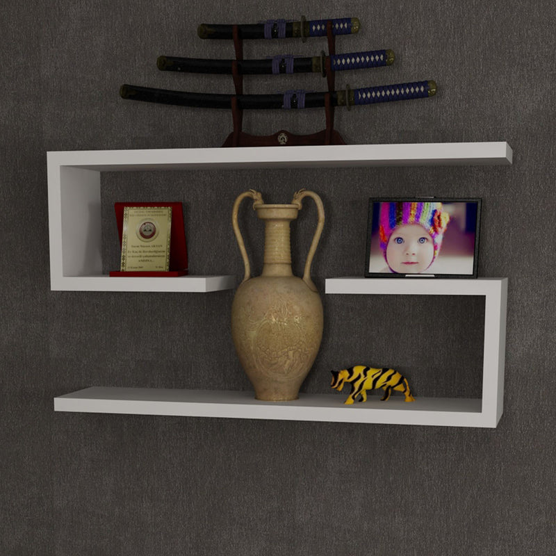set di 2 mensole da parete moderne in legno bianco opaco